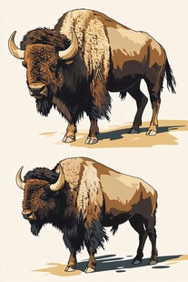 美洲野牛插画展示