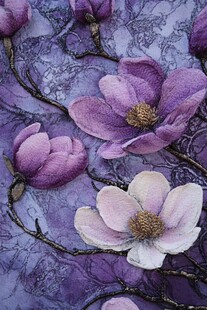 紫色玉兰花装饰图案