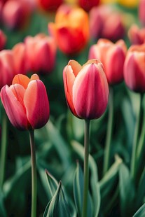 春日艳丽郁金香花田