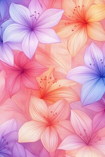 梦幻多彩百合花花卉图案