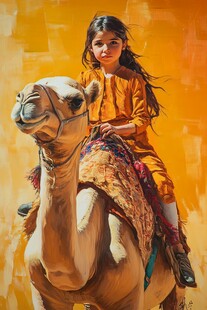 骑骆驼的小女孩