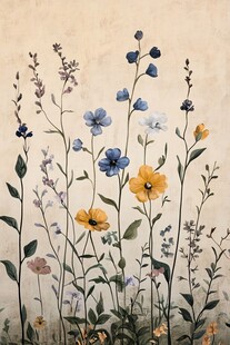 手绘花卉图 清新自然风