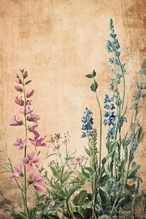 复古风花卉植物插画