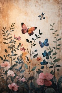 花卉蝴蝶墙面装饰艺术画