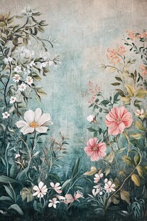 复古风花卉植物背景图