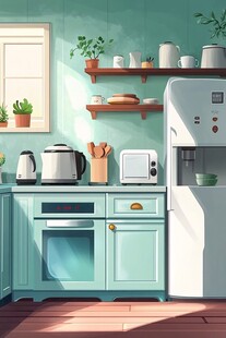 清新风的现代简约厨房一角