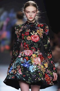 花卉刺绣礼服模特走秀