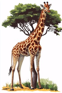 树下站立的优雅长颈鹿