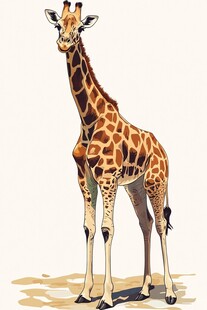 站立的长颈鹿插画