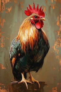雄姿英发的五彩大公鸡