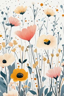 清新手绘风花卉图案背景