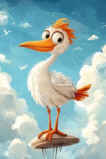 站在云端的可爱白鸟