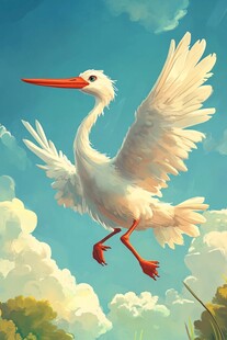 白鹭展翅翱翔于蓝天之下