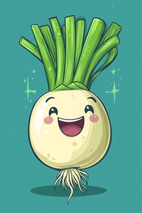可爱微笑的卡通白萝卜