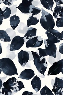 黑白叶形水彩风图案纹理