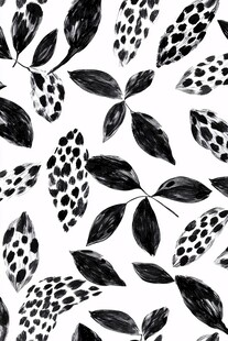 黑白叶形手绘图案设计