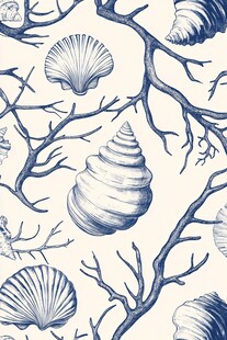 手绘海洋贝壳树枝图案
