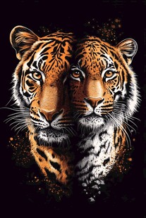 双生虎面 神秘野性之美