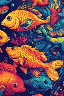 梦幻多彩海底金鱼群