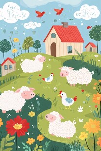 田园牧歌 小羊小鸡的快乐天地