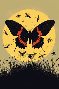 月下蝶舞伴飞小昆虫