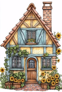 童话风木屋 花草环绕的梦幻小屋