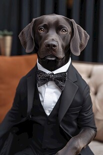 帅气黑犬身着精致西装