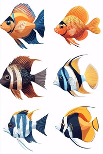 多彩热带鱼插画集合
