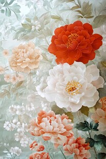 中式花卉墙纸图案欣赏