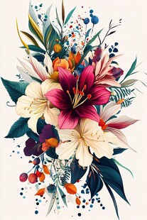 绚丽多彩花卉插画