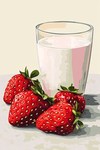 草莓与牛奶的清新组合