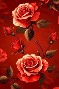 红色玫瑰花卉图案背景