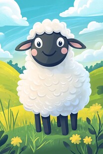 田野中的可爱绵羊