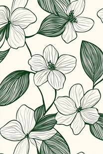 手绘花卉植物无缝图案