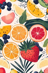 缤纷水果插画 清新色彩