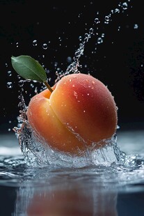 桃子入水溅起晶莹水花