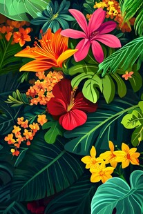 热带花卉绿植绚丽景象