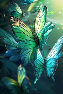 梦幻绿蓝蝴蝶群舞