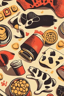 萌宠食品与用品插画展示