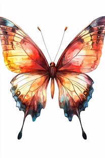 绚丽水彩风蝴蝶插画
