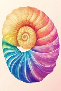 梦幻多彩螺旋海螺图案