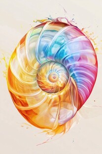梦幻彩色海螺艺术插画