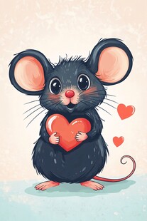 可爱小鼠捧爱心
