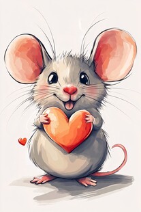 可爱小鼠捧爱心