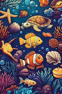 海底世界 多彩海洋生物绘景