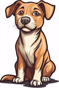 可爱坐姿小狗插画