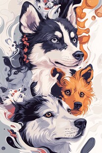 多彩萌犬插画 尽显可爱风采