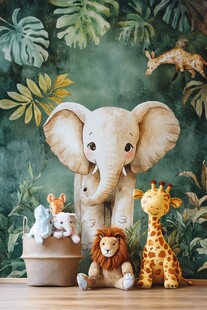 丛林风可爱毛绒动物玩具