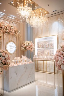 浪漫奢华的婚礼甜品展示区