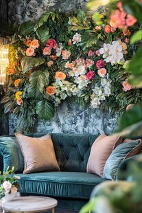 绿植繁花装点的惬意沙发角落